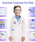 Ultimate Kids Science Kit With 56 Hands On Experiments, lab coat costume, goggles, work card, and test tubes