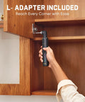 Cordless Electric Screwdriver Set With Precision Torque Control And Ergonomic Grip For No Sweat DIY repairs used to reach tight spaces in cabinets.