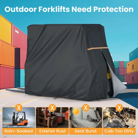 BENVOL forklift cab cover, black 420D silver-coated waterproof Oxford cloth, fits 102x45x82 in.