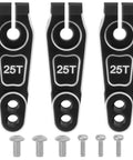 Beefed Up Aluminum 25T Servo Horn Set 3 Pack With M3 Threads and 25 Teeth for Futaba Savox RC Cars, shown with screws
