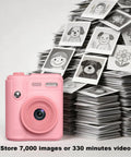 Kids Camera With Instant Print For Ages 4 To 10 Boys And Girls, Safe Kid Friendly Gadget With Shockproof Drop Protection, 6 Layer Safety, Triple Battery Anti Ignition, Easy Snap And Print, Ideal Birthday Gift And Photo Printer Toy, pink instant print camera with printed photo stack