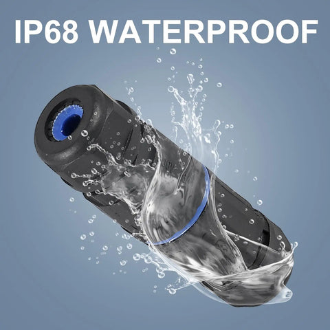 IP68 Waterproof 4 Pack Connectors For Outdoor Use 2 Way 2 Pin Junction Box Electrical Cable Connector in water spray