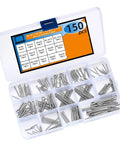 Stainless Steel Cotter Pin Assortment Kit 300 450 600 Pieces Split Pins Clips Fasteners For Auto Garage And Panel Fittings Durable Quick In And Out Fix For Everyday DIY, 150 pcs organizer box