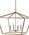 Gold 23 Inch 4 Light Rustic Glam Adjustable Iron LED Pendant With Open Cage Lantern Hanging Light For Dining Room Kitchen Island Foyer Farmhouse French Country Decor