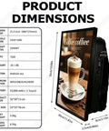 Heavy Duty 21.5 Inch Digital Signage Backpack Loaded With Android 14 OS Full Hd 1080p Ips Monitor And Crisp 400 Nits, showing product dimensions and specifications.