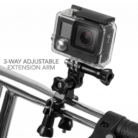 3 Way Adjustable Extension Pivot Arm Adapter Set For Cameras And Selfie Sticks With Lightweight ABS Build Stainless Steel Locking Screws Easy Install Durable 35mm Mount For Higher Angle Shots on action camera mount