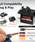 Beefed Up Mini Servo Set With Metal Gear And Shaft 9g Digital Micro Servo 1.9 Kg Cm Torque Four Pack for Arduino connectivity diagram