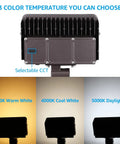 3CCT 100W Knuckle Mount LED Flood Light With 13,000LM, showing selectable temperature options: 3000K, 4000K, 5000K