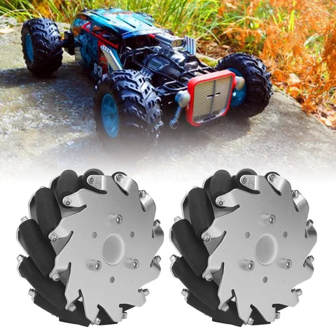 127mm omni directional wheel kit for robotic car with 12 rubber rollers and aluminum chassis, ideal for DIY projects and education.