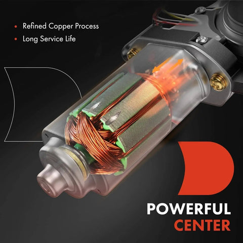 Front Or Rear Left Side Window Motor 2 Pin Replacement For Chevrolet GMC Cadillac Pontiac Vehicles Showing Internal Components