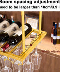 Metal Ceiling Wine Rack With Shelf For Bar And Kitchen Storage Industrial Style Bottle Holder Sturdy Hanging Display Rack With Guardrail Safety Fence For Home Bar Decor And Easy Access