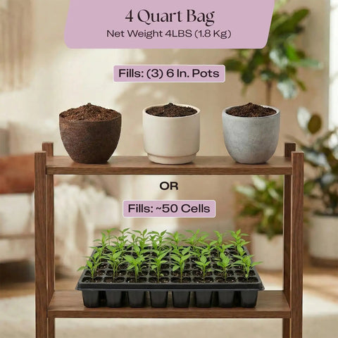 Peat Free Seed Starter Soil Mix For Seeds, Cuttings, And Microgreens With Worm Castings And Root Boosting Biochar, Improves Drainage And Air, Less Gnats, Perfect For Germination And Propagation, 4 Qt