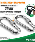 Heavy Duty 30Kn Swivel Carabiner With Legit 360 Degree Spin For Aerial Yoga Routines And Backyard Tree Swing Hooks, 25 KN.