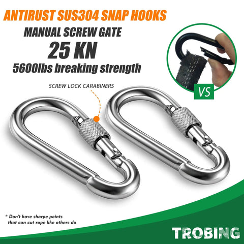 Heavy Duty 30Kn Swivel Carabiner With Legit 360 Degree Spin For Aerial Yoga Routines And Backyard Tree Swing Hooks, 25 KN.