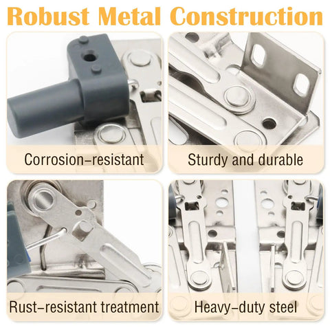 Close-up of Two Pack Buttery Smooth Soft Close Pivot Tip Out Tray Hinges Heavy Duty Beast For Kitchen Cabinets And Furniture Doors Solid Steel Construction showing robust metal features.