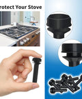 12 Pack Grate Rubber Feet Replacement For Gas Stove Tops shown in use with black rubber foot pads