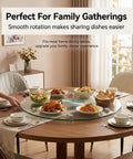 Tempered Glass Round Lazy Susan Turntable With 360 Degree Silent Spin With food for family dinners and gatherings.
