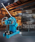 3 Ton Ratchet Lever Arbor Press with Handwheel Industrial Manual Desktop Punch Press for Stamping and Deforming Heavy Duty Iron Beast in workshop setting.