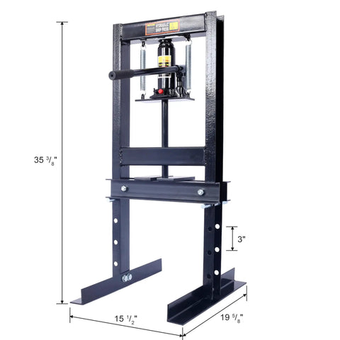 6 Ton Hydraulic Shop Press Heavy Duty H Frame Garage Press With No Sweat Setup and Dual Stamping Plates, 35 3/8" tall.