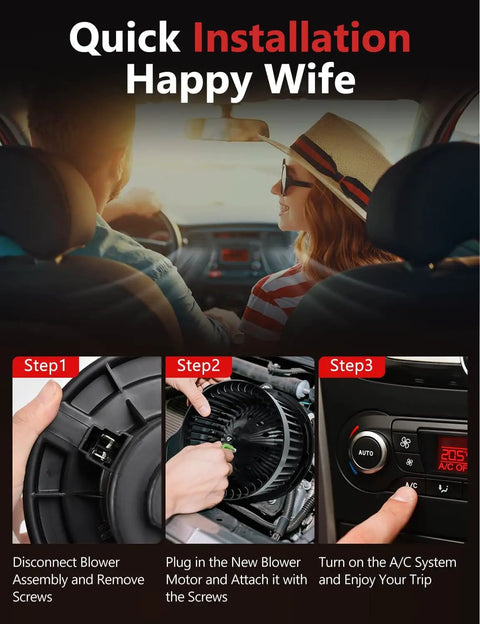 Steps for installing AC Heater Blower Motor Front Side For Nissan Rogue 2014 2019 And Rogue Sport 2017 2019