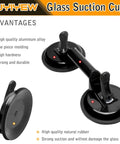 Heavy Duty Aluminum Suction Cups With Vacuum Handle Glass And Tile Lifter in black showing design and advantages.