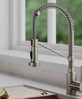 Bolden Commercial Style Two Function Pull Down Kitchen Faucet With Single Handle And High Arc Spout Spot Free Stainless Steel Finish