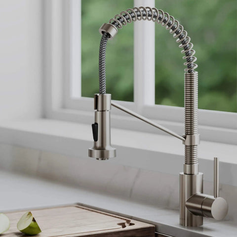 Bolden Commercial Style Two Function Pull Down Kitchen Faucet With Single Handle And High Arc Spout Spot Free Stainless Steel Finish