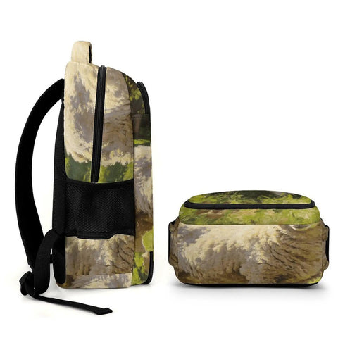 Forest Meadow Wool Sheep Printed Unisex Backpack Large Capacity side view