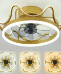 Low Profile Ceiling Fan With Remote Light Kit Crown Gold Finish Perfect For Girls Room July 2022 Design Quiet Safe Motor Higher Light Transmittance Lit Three Color Temp LED Lighting