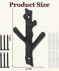 Hella Sturdy Cast Iron Tree Branch Wall Hooks Set Of Four Premium Heavy Duty wall mount 7.5 by 3.7 inches with screws.