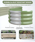 Galvanized Steel Raised Garden Beds Kit Outdoor Two Piece Planter Box Set with rust-resistant green coating, close-up view