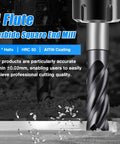Carbide Square End Mill Four Flute Four Tooth Design Set One Eighth Inch AlTiBN Coated For Alloy Steels Hardened Steel And Metal Milling Multipurpose CNC Tool For DIY And Professional Use