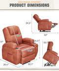 Power Lift Recliner Chair For Elderly With Cup Holders And Side Pockets, Electric Lift Sofa dimensions in Leathaire Dark Brown