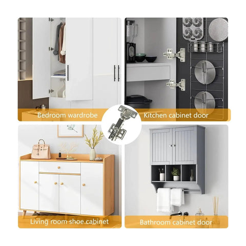 Stainless Steel Cabinet Hinges With Hydraulic Soft Close, Concealed Design used in wardrobes, kitchen, shoe, and bathroom cabinets
