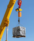 Powerful Heavy Duty Electric Chain Hoist 2200 Lbs Lift With 10 Ft Range And 1300W Motor For Garage Overhead Crane Work That Really Gets The Job Done Smoothly lifting heavy stone block overhead.