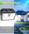 Super Bright Solar Motion Lights Outdoor With Motion Sensor, IP65 Waterproof Security Wall Lights, attached to house exterior