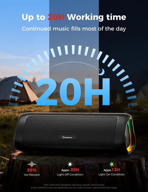 Beast Bluetooth Speaker Portable Wireless IPX5 Waterproof With 20 Hour Playtime And TWS Pairing BT5.3 on tree stump