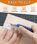 Basswood sheets, 20-pack, 4x8x1/8 in; unfinished craft wood being cut with a blue utility knife on a cutting mat