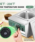 Dual Pot Chocolate Tempering Machine With 86 To 230 F Range, 800W Commercial Chocolate Melter, stainless steel knob adjustment