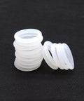 10 Piece Silicone O Ring Seal Gasket Assortment Kit From 5mm To 150mm Outer Diameter For Plumbing Automotive Industrial Equipment And Low Pressure Hydraulics Heavy Duty Leak Proof Gasket Set, white rings stacked