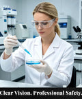 Snap Right On High Definition Safety Glasses Fit Over Prescription Glasses Lightweight Wide Vision Protective Eyewear For Lab Work, a woman using a pipette.