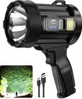 Rechargeable Spotlight 2,000,000 Lumens Handheld LED Flashlight with COB light, solar panels, USB cable included