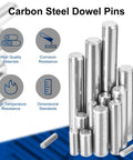 30 Piece 6mm By 40mm Stainless Steel Dowel Pins Shelf Support Pegs Fasteners Assortment Kit For Durable Wood And Metal Shelving Projects Silver Handyman Friendly DIY Ready, carbon steel dowel pins