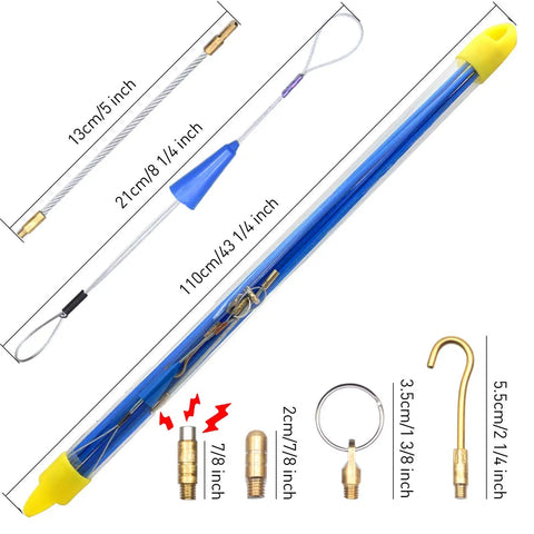 Badass Heavy Duty 50 Foot Fiberglass Cable Wire Fish Rod Pull Kit Featuring Hella Slick Brass Connectors in detailed layout.