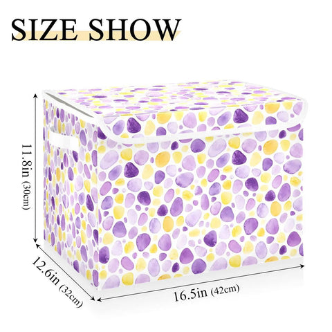 Top Tier Foldable Storage Bin With Sturdy Side Grips For Bedroom Organization Durable Oxford Fabric Collapsible Crate With Snug Flip Lid To Keep Your Room Clutter Free, 16.5 x 12.6 x 11.8 inch, colorful pebble design.