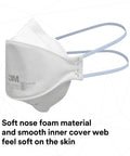 N95 Disposable Respirator 440 Pack, Individually Wrapped, 3 Panel Flat Fold Design For Easy Facial Movement, side view.