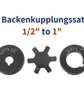 Heavy Duty Flexible L-Jaw Coupling Set 1/2 To 1 Inch Bore 3-Piece With Buna-N NBR Rubber Spider HT250 Steel components