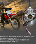 Carburetor Kit with air filter and petcock for CRF50F XR50R Z50R Z50A mini trail bikes, showing fuel lines and mountain background.