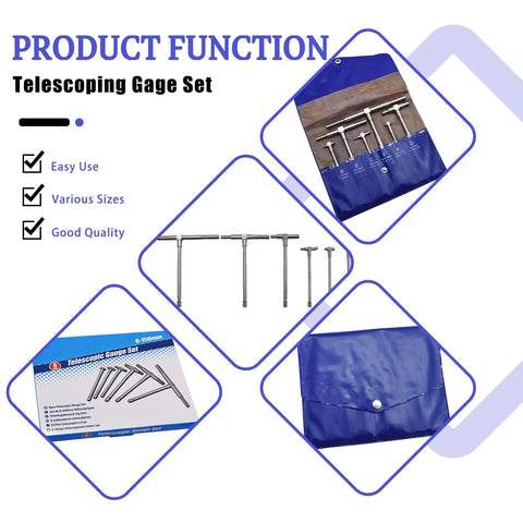 Waltyotur 6-piece precision telescoping gauge set with blue pouch, 5/16-6 in range.