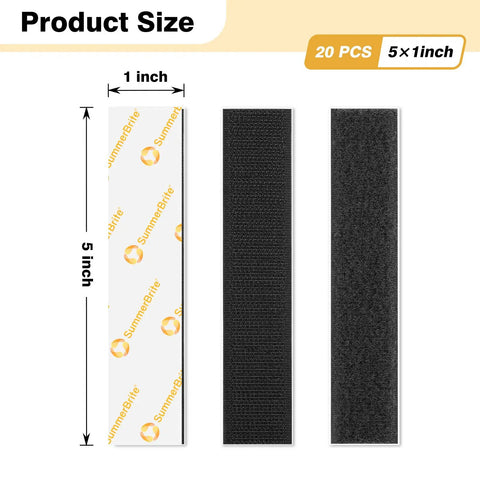 Heavy Duty Hook And Loop Strips With Adhesive 1 By 5 Inch Pre Cut And Ready To Use Black Go To Choice Industrial Strength